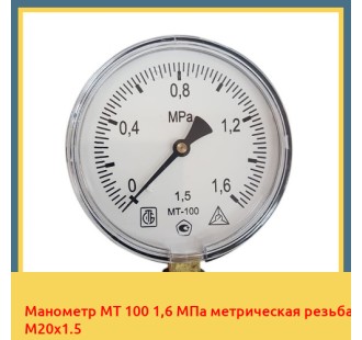 Манометр МТ 100 1,6 МПа метрическая резьба М20х1.5 в Баткене